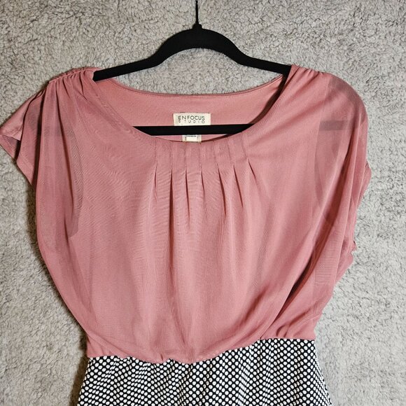 Enfocus Studio Pink & Black Polka Dot Sheath Dress Size 8 - Picture 8 of 13